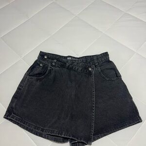 Zara Black High Waist Denim Shorts